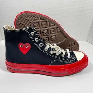 New Men 8/ Women 10 Converse High 70 Comme des Garcons PLAY Black Red A01793C